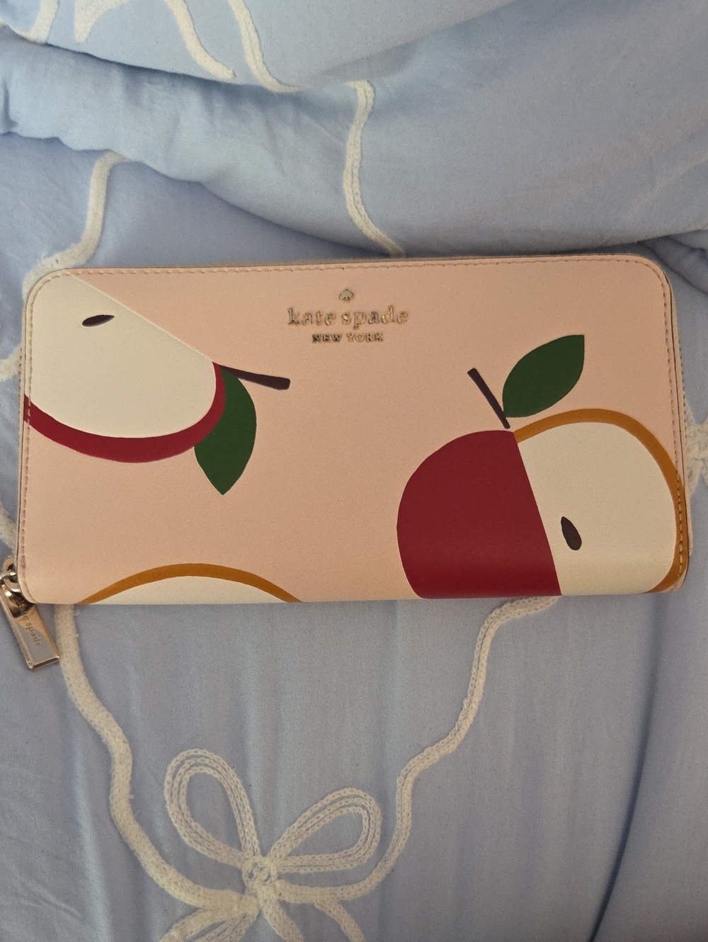 kate spade New York Pink Apple Print Zip-Around Wallet